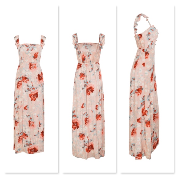 Boho Floral Off Shoulder Maxi High Slit Dress - Picture 5 of 7